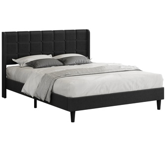 Carlita Double Charcoal Fabric Wingback Bed Frame