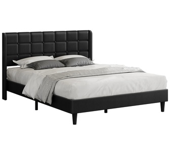 Carlita King Black PU Wingback Bed Frame