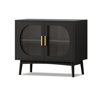 Carlisle 2 Fluted Door 4 Shelves Black Buffet