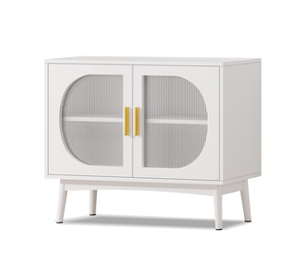 Carlisle 2 Fluted Door 4 Shelves White Buffet