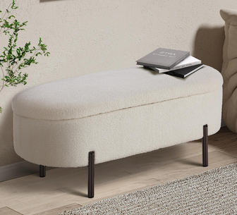 Carter Storage Ottoman Sherpa White