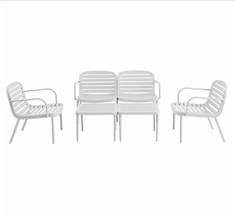 Carmela Set of 5 Outdoor Dining Set White