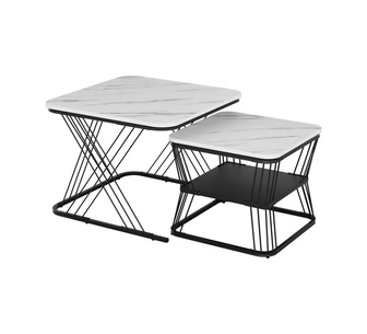 Set of 2 Caslindra Black White Coffee Table