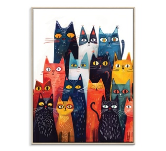 Cat Choir Framed Canvas 41x51cm Wall Art