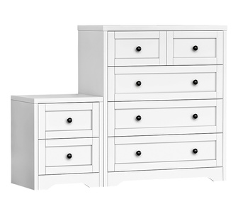 Cathy White Chest of 5 Drawers & 2 Drawer Bedside Table Set