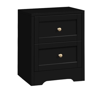 Cathy 2 Drawer Black Bedside Table