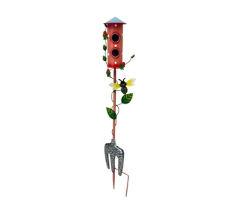 Caurey Multi Iron Colurful Birdhouse with Fork Garden Stake