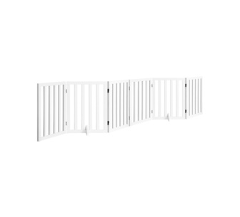 Ceena 60cm 6 Panels White Wooden Dog Fence