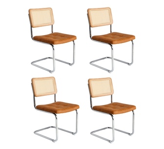 Set of 4 Cesca Replica Brown Dining Chairs