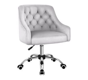 Cryer Grey Velvet Swivel Office Chair