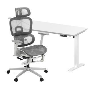 Charise Office Desk and Chair Set White/Grey