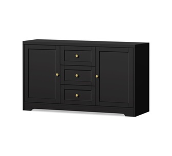 Chamberlain 3 Drawer 4 Shelves Black Buffet