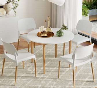 Charmy 4 Seater Dining Table Set w/ White Dining Chair