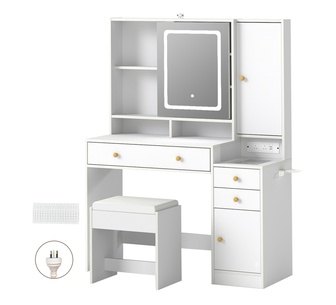 Chantelle White Dressing Table with LED Mirror