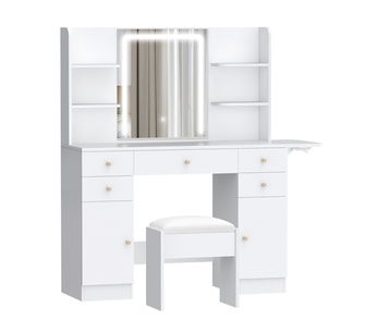Chantria 5 Drawer White Dressing Table Set with LED