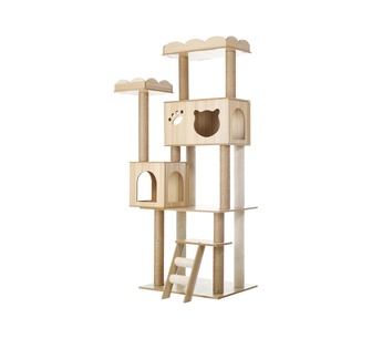 Chaim 161cm Beige Wooden Cat Tree
