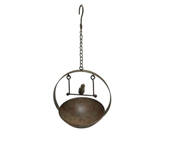Cherity Green Iron Swinging Birdfeeder Wall Hanging