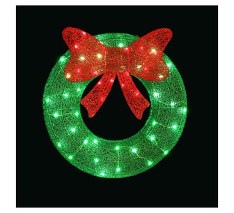 Holly Jolly 50 LED Christmas Solar Wreath Lights White