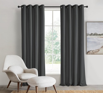 Cici Blackout Eyelet Curtain Pair 180x223cm Charcoal