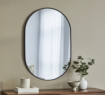 Cireza 90cm Oval Aluminium Mirror Black