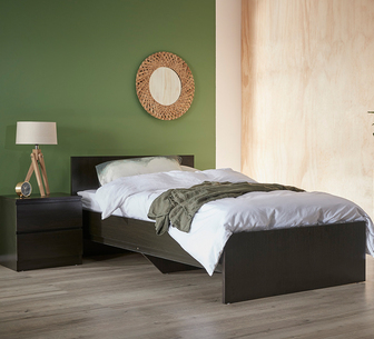 Como King Single Black Brown Bed Frame