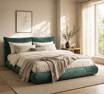 Cocoon Double Green Chenille Compressed Bedframe