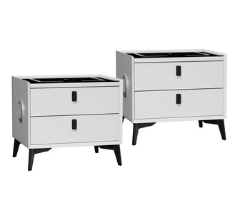 Set of 2 Collings Bedside Table White