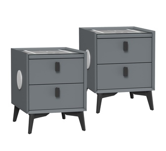 Set of 2 Collings Bedside Table Grey