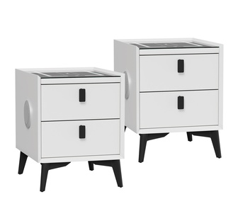 Set of 2 Collings Bedside Table White