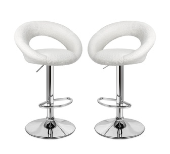 Set of 2 Colinas Boucle White Swivel Bar Stools