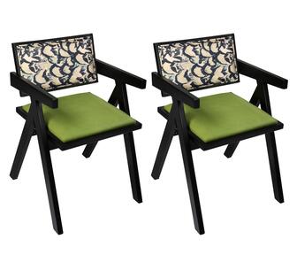 Colet Set of 2 Dining Chairs Green/Black