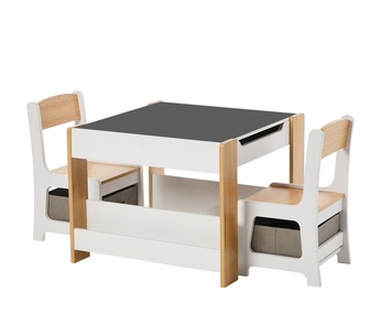 Colma White and Grey Kids Table and Chairs Set