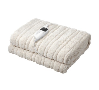 Comfy Electric Heated Throw Sherpa/Flannel Beig