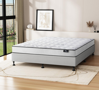 Zicon King Grey White Bed Base & Mattress Set