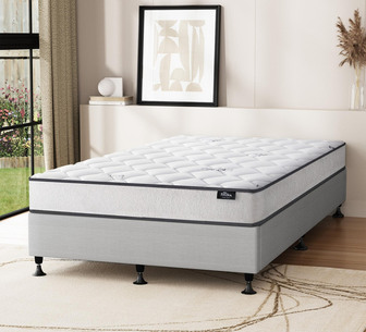 Zicon Single Grey White Bed Base & Mattress Set