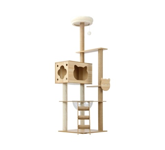Coñac 162cm Beige Wooden Cat Tree