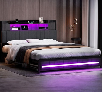 Corndell King Grey LED Bed Frame