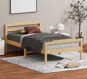 Cornelia King Single Oak Pine Wood Bed Frame