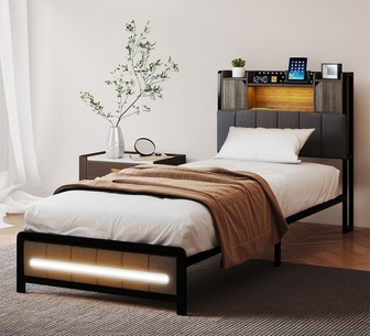 Corndell Single Grey LED Bed Frame