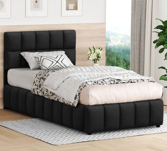 Cosima King Single Charcoal Tufted Gas Lift Bed