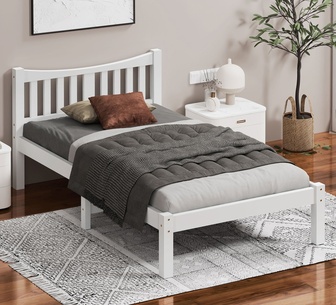 Cosette Single White Pine Wood Bed Frame