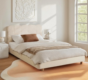 Craig King Single White Boucle Cloud Bed Frame