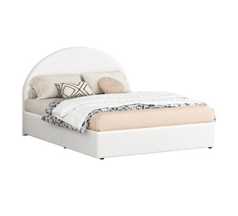 Crissa King White Boucle Gas Lift Bed Frame
