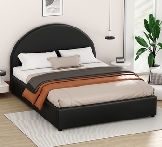 Crissa King Black PU Gas Lift Bed Frame