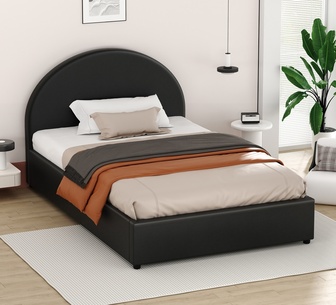 Crissa King Single Black PU Gas Lift Bed Frame
