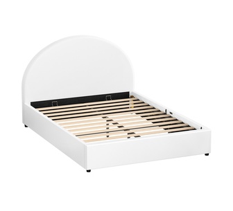 Crissa Queen White PU Gas Lift Bed Frame