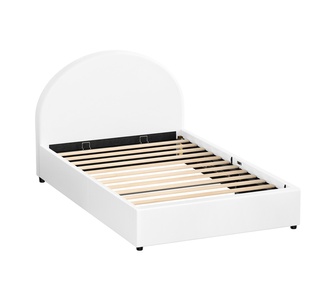 Crissa Single White PU Gas Lift Bed Frame