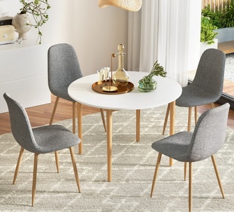 Cristina 4 Seater Dining Table Set w/ Grey Dining Chair