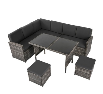 Cyan 8 Seater Black Outdoor Modular Lounge Set