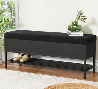 Cyprian Black Rectangle Storage Ottoman